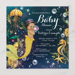 Ethnic Mermaid Baby Shower Einladung
