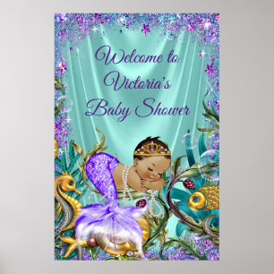 Ethnic Mermaid Baby Shower Welcome Sign Poster