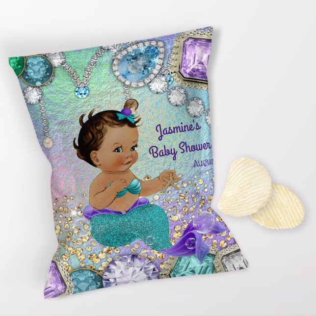Ethnic Mermaid Baby Showkartentücher Flyer (1 ounce snack bag wrapper flyer. )