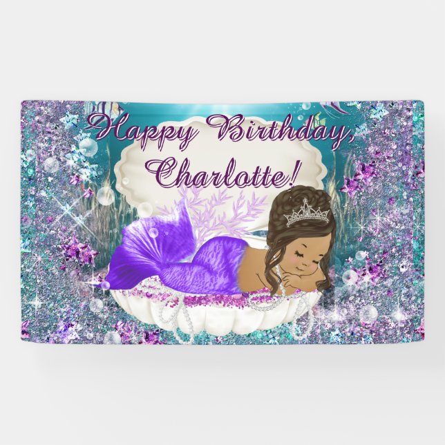 Ethnic Mermaid Birthday Party Banner (Horizontal)