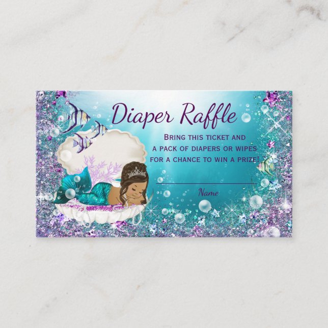 Ethnic Mermaid Diaper Raffle Tickets Begleitkarte (Vorderseite)
