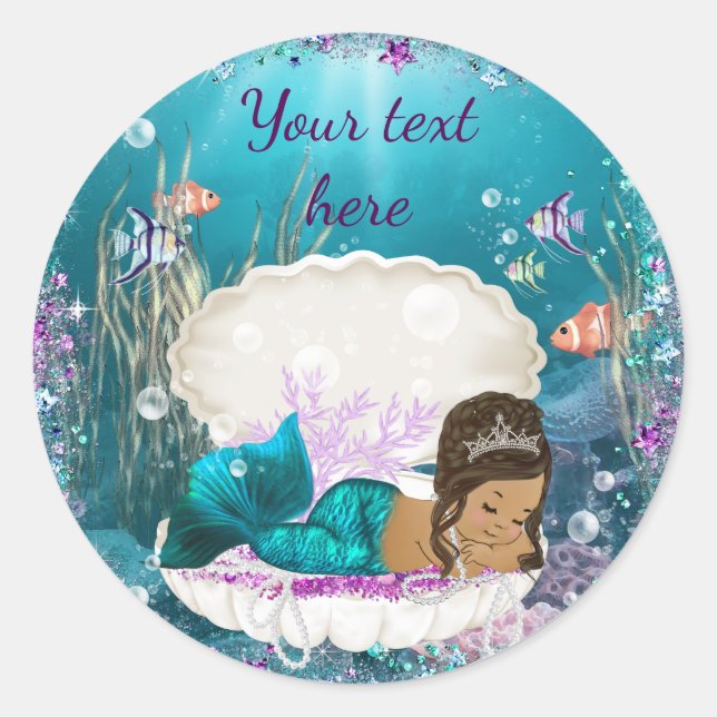 Ethnic Mermaid Girl Baby Shower Stickers (Vorderseite)