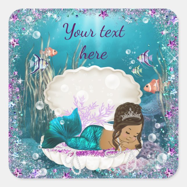 Ethnic Mermaid Girl Baby Shower Stickers (Vorderseite)