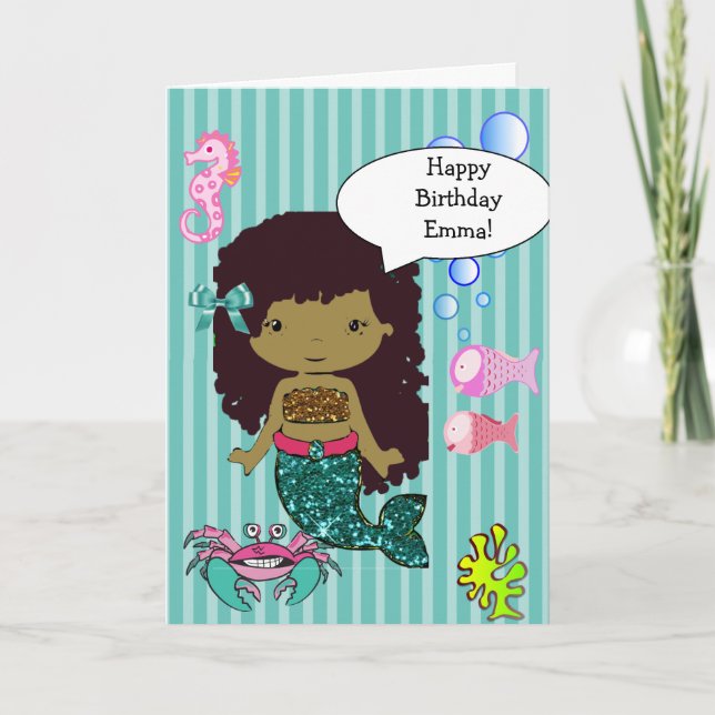 Ethnic Mermaid Happy Birthday Card Karte (Vorderseite)