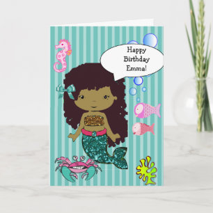 Ethnic Mermaid Happy Birthday Card Karte