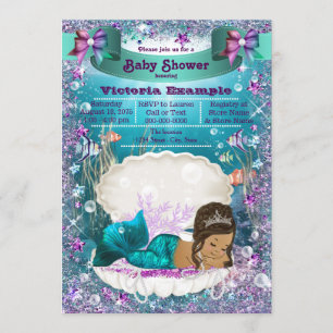 Ethnic Mermaid Princess Baby Shower Einladung