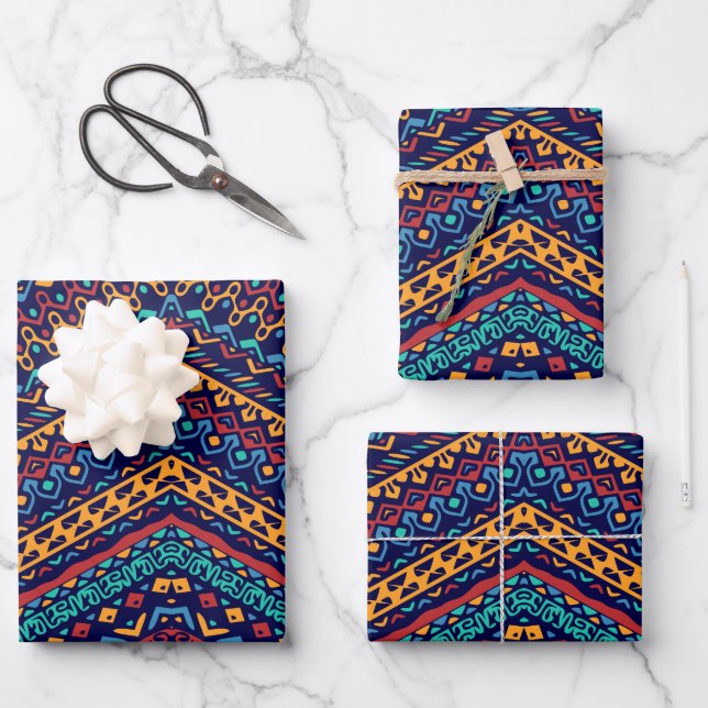 Ethnic Motifs Geschenkpapier Set (Vorderseite)