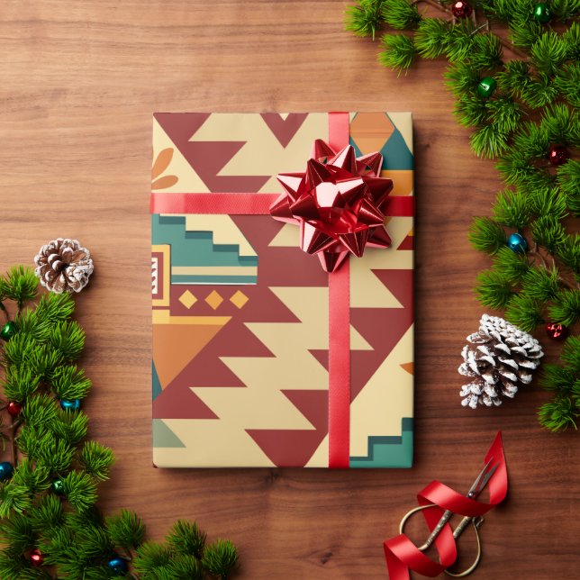 Ethnic Motifs Retro Custom Muster Geschenkpapier (Feiertagsgeschenk)