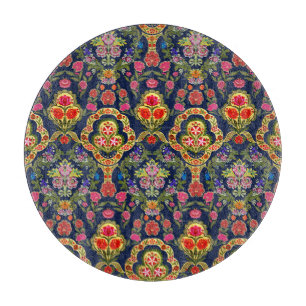 Ethnic Mughal Floral: Blaues nahtloses Muster Schneidebrett