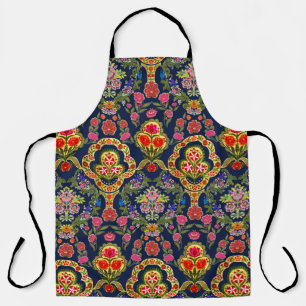 Ethnic Mughal Floral: Blaues nahtloses Muster Schürze