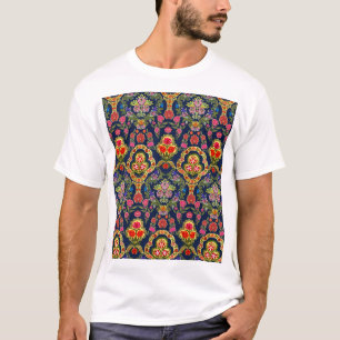Ethnic Mughal Floral: Blaues nahtloses Muster T-Shirt
