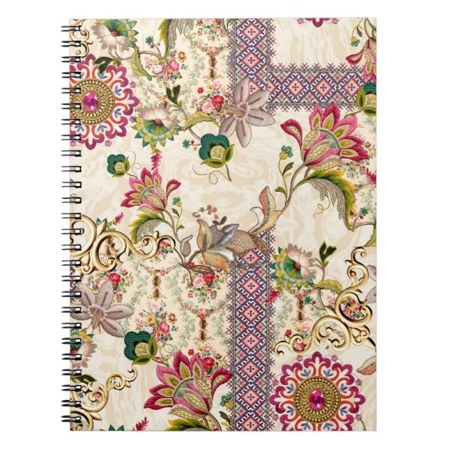 Ethnic Mughal Floral Paisley Notizblock (Vorderseite)