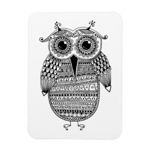 Ethnic Owl Ink Zeichnend Magnet