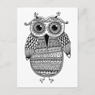 Ethnic Owl Ink Zeichnend Postkarte