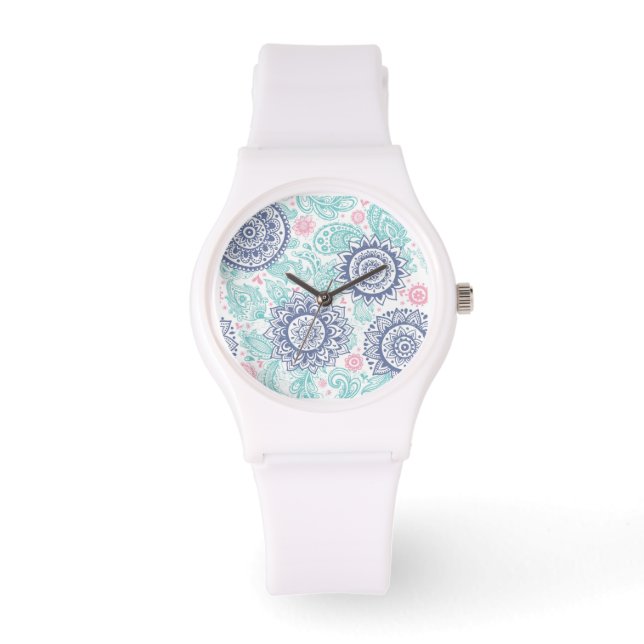 Ethnic Paisley Pattern Armbanduhr (Vorderseite)