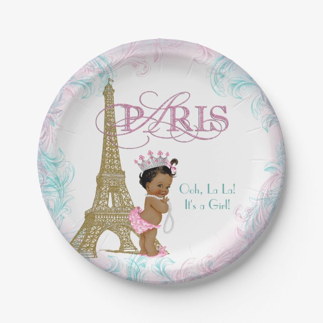 Ethnic Paris Baby Dusche Pappteller (Vorderseite)