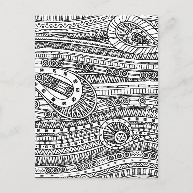 Ethnic Pattern Doodle Postkarte (Vorderseite)