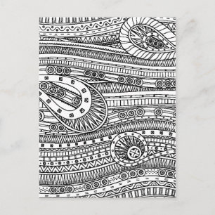 Ethnic Pattern Doodle Postkarte