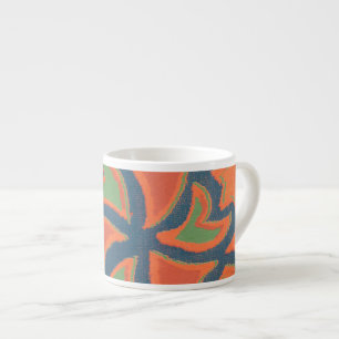 Ethnic Pattern Espresso Tasse, Orange, Dunkelblau Espressotasse
