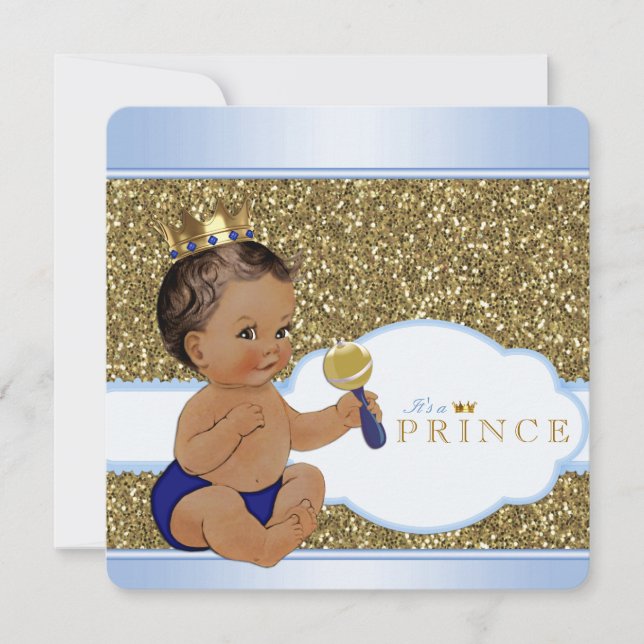 Ethnic Prince Boy Baby Dusche Einladung (Vorderseite)