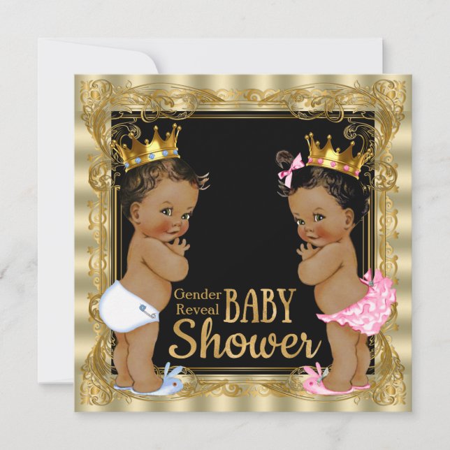 Ethnic Prince Gender Reveal Baby Dusche Einladung (Vorderseite)
