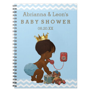 Ethnic Prince on Phone Baby Shower Guest Book Notizblock
