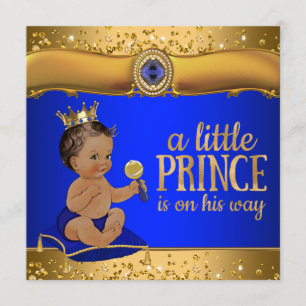 Ethnic Prince Royal Blue Gold Prince Baby Dusche Einladung