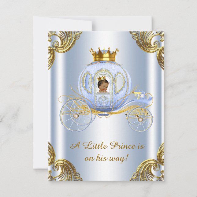 Ethnic Prince Royal Carriage Prince Baby Dusche Einladung (Vorderseite)