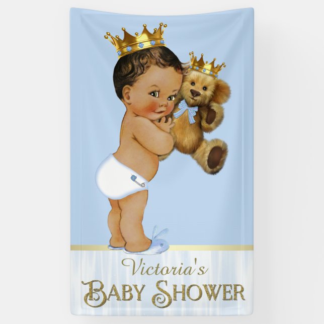 Ethnic Prince Teddy Bear Babydusche Banner (Vertikal)