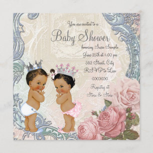 Ethnic Prince und Princess Twin Baby Dusche Einladung