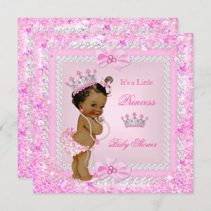 Ethnic Princess Baby Dusche Pink Glitzer Tiara Einladung