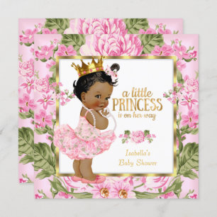 Ethnic Princess Baby Dusche Rosa Rose Blütenblüten Einladung