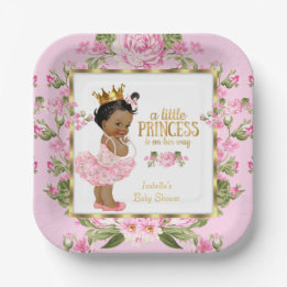 Ethnic Princess Baby Dusche Rosa Rose Blütenblüten Pappteller