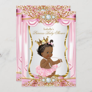 Ethnic Princess Baby Dusche Rosa Seide Gold Einladung