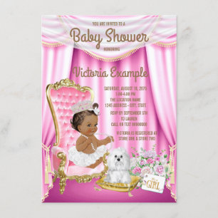 Ethnic Princess Baby Dusche Rosa Stuhl Einladung