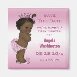 Ethnic Princess Baby Dusche Save the Date rosa Magnet