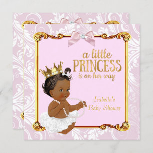 Ethnic Princess Baby Dusche Weißrosa Gold Einladung
