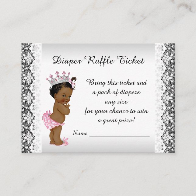 Ethnic Princess Baby Girl Diaper Raffle Ticket Begleitkarte (Vorderseite)