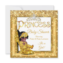 Ethnic Princess Baby Shower Gold High Heel Glitzer