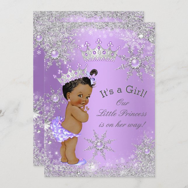 Ethnic Princess Baby Shower Lavender Wonderland Einladung (Vorne/Hinten)