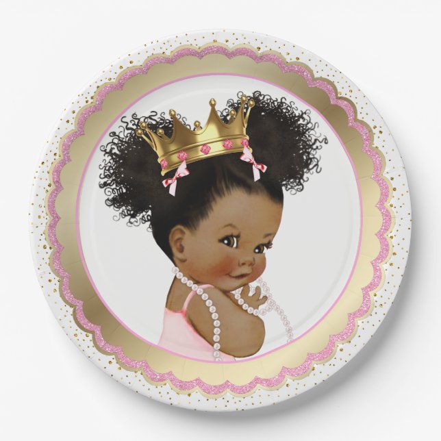 Ethnic Princess Baby Shower Paper Plate Pappteller (Vorderseite)