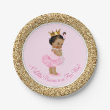Ethnic Princess Ballerina Pink Gold Baby Dusche