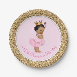 Ethnic Princess Ballerina Pink Gold Baby Dusche Pappteller
