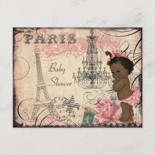 Ethnic Princess Paris Eiffel Tower Baby Dusche Einladung