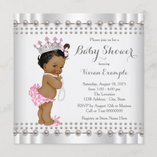 Ethnic Princess Pearl Hispanic Indian Baby Shower Einladung