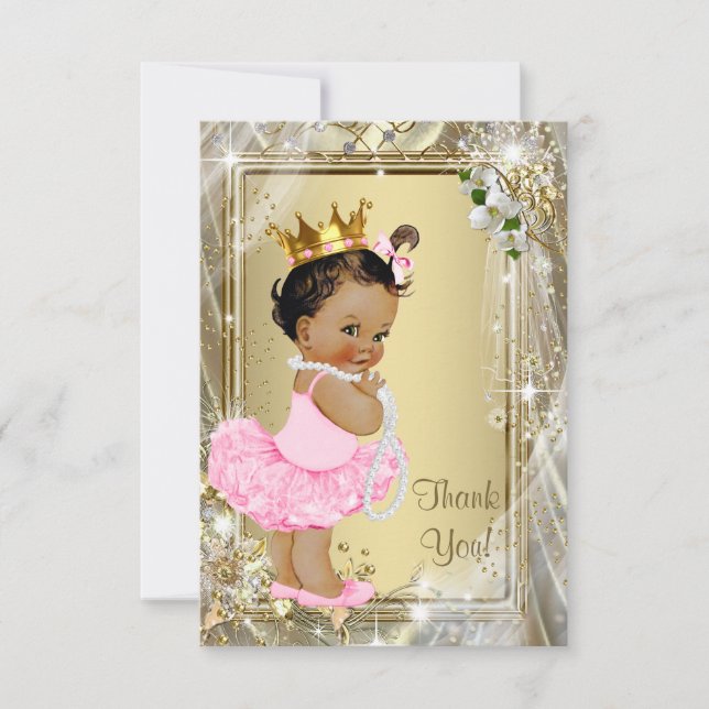 Ethnic Princess Pearls Flat Baby Dusche Vielen Dan Dankeskarte (Vorderseite)