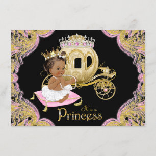 Ethnic Princess Pink Black Baby Shower Einladungen