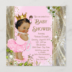 Ethnic Princess Tutu Pink Gold Baby Dusche Einladung