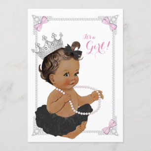 Ethnic Princess Tutu Pink Pearl Girl Baby Dusche Einladung
