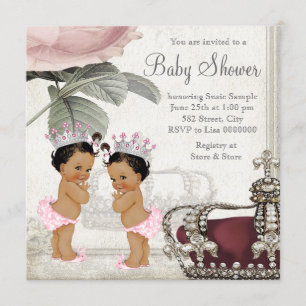 Ethnic Princess Twin Girl Baby Shower Einladung
